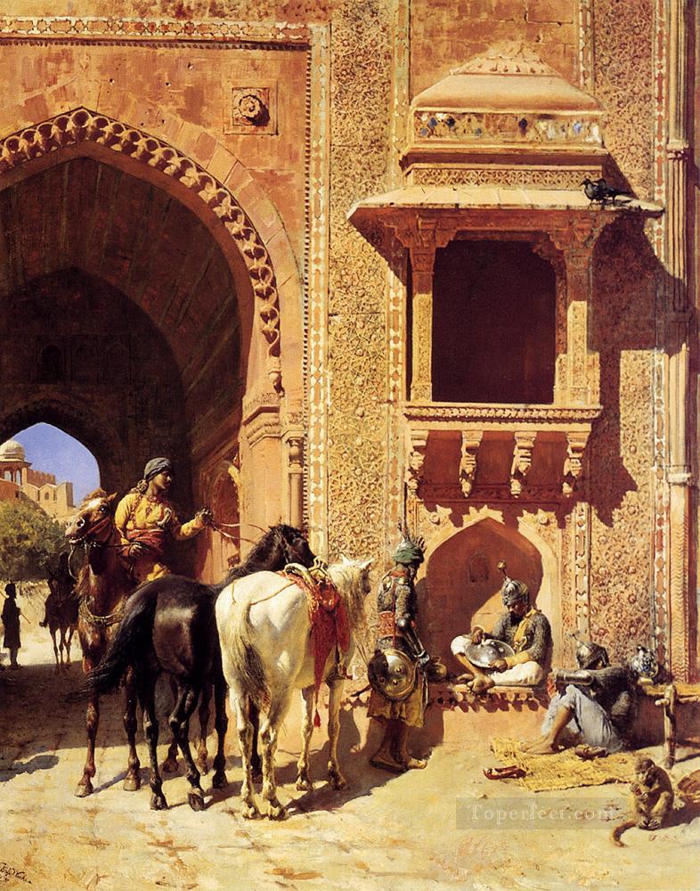 Gate Of The Fortress At Agra India Persian Egyptian Indian Edwin Lord Weeks Oil Paintings